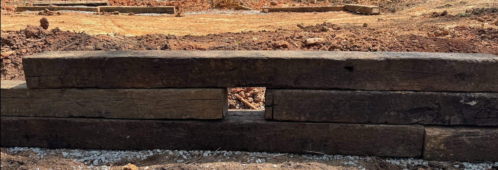 Railroad Tie Retaining Wall for Turf Area